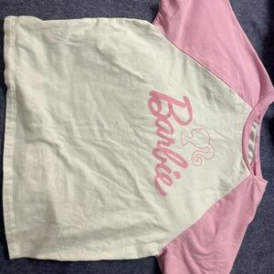 Barbie brand Cropped Baby Tee Pink And White Women’s Size Large